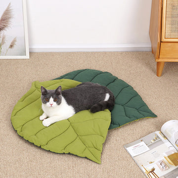 Leaf Shape Soft Cat Bed Mat Soft Crate Pad Machine Washable Mattress