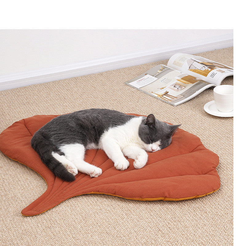 Leaf Shape Soft Cat Bed Mat Soft Crate Pad Machine Washable Mattress